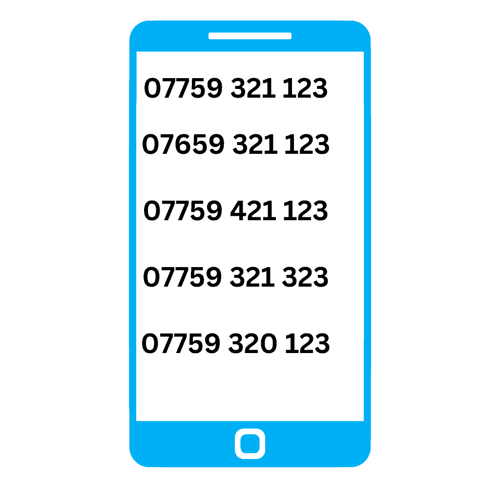 Phone screen displaying only phone numbers.