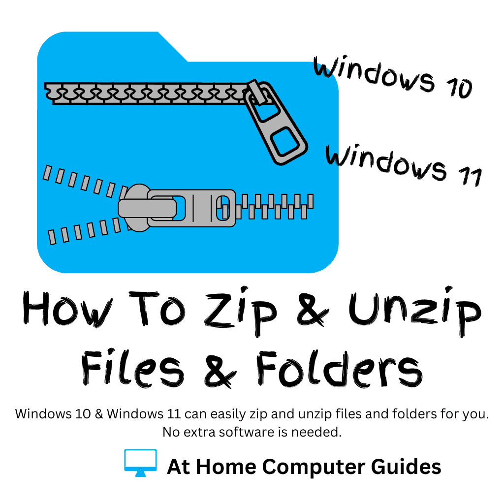 Computer folder with a zipper. Text reads 