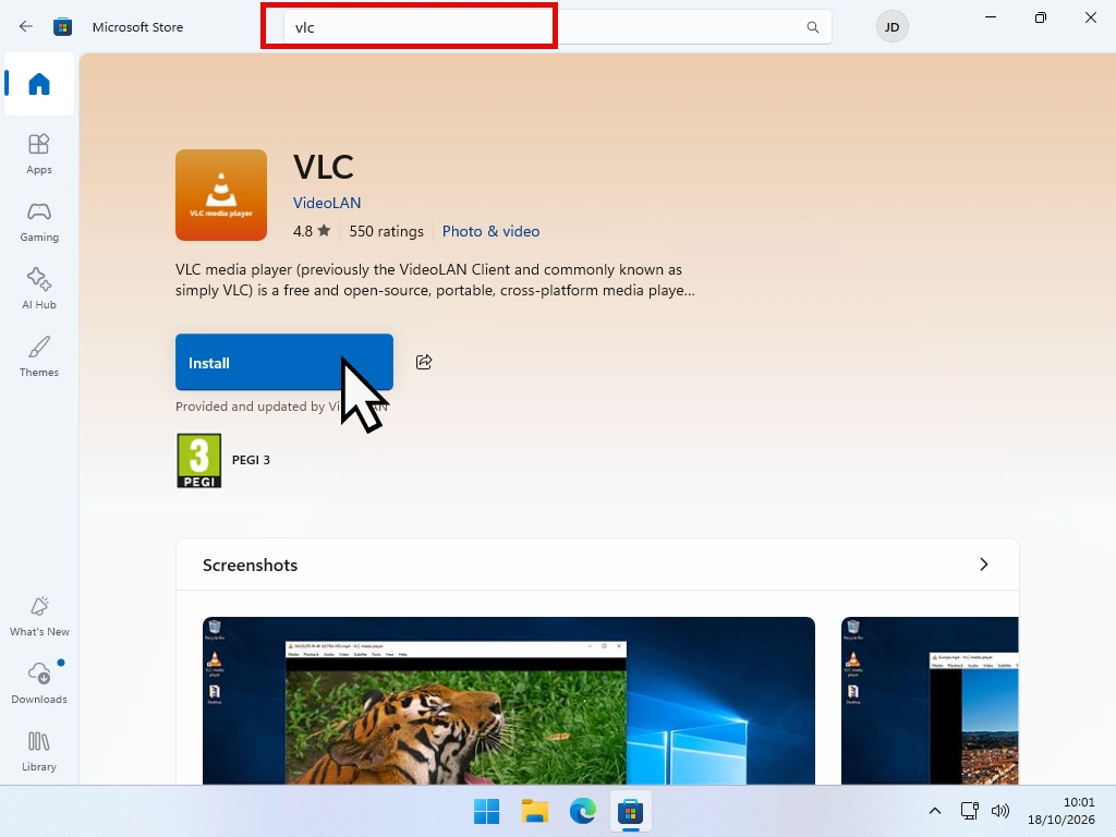 A free program’s page in the Microsoft Store with the Get button highlighted