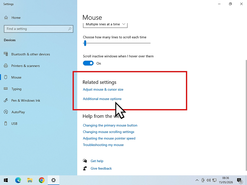 Additional mouse options-Windows 10 Additional mouse options-Windows 10