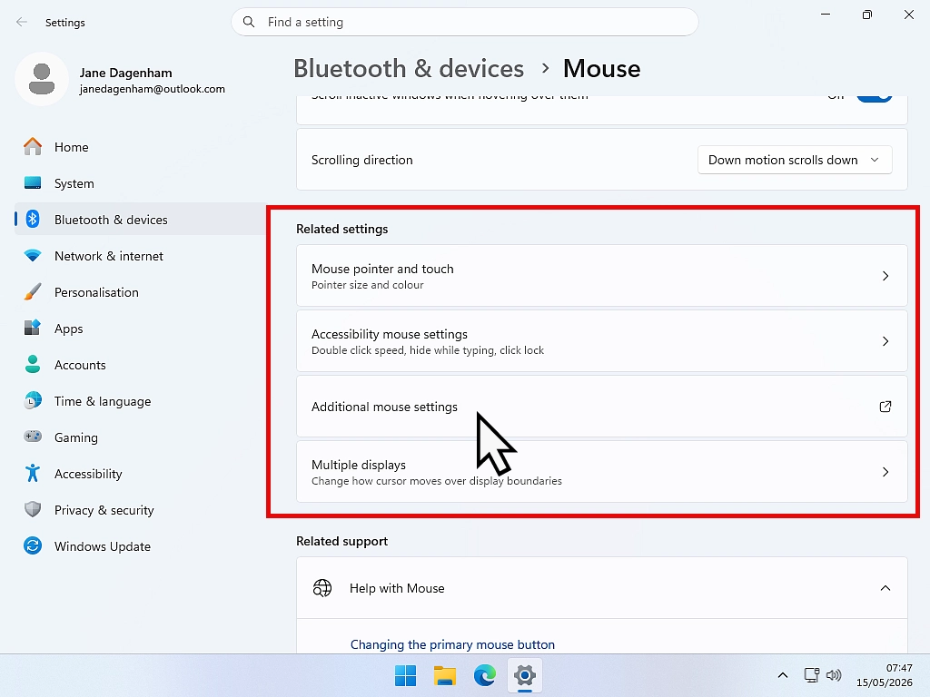 Additional mouse settings-Windows 11 Additional mouse settings-Windows 11
