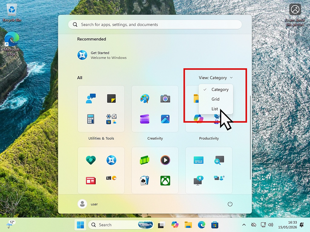 Change Windows 11 Start menu to list Switching the Windows 11 Start menu programs from category view to list view.