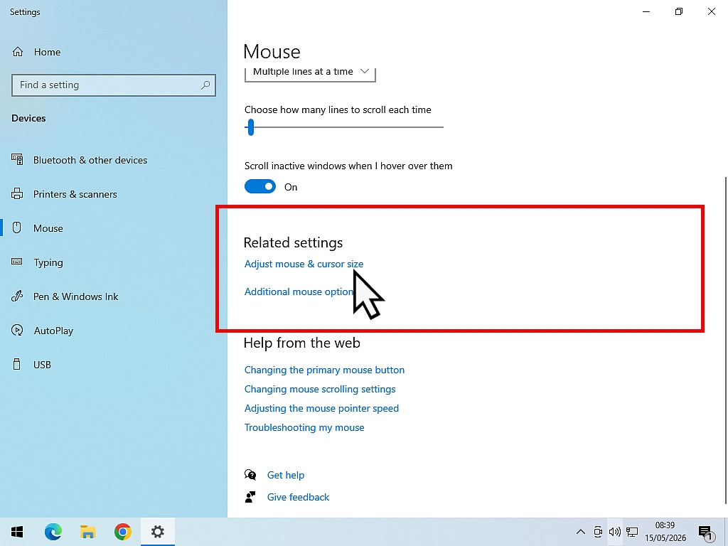 Change pointer size in Windows 10 Change pointer size in Windows 10