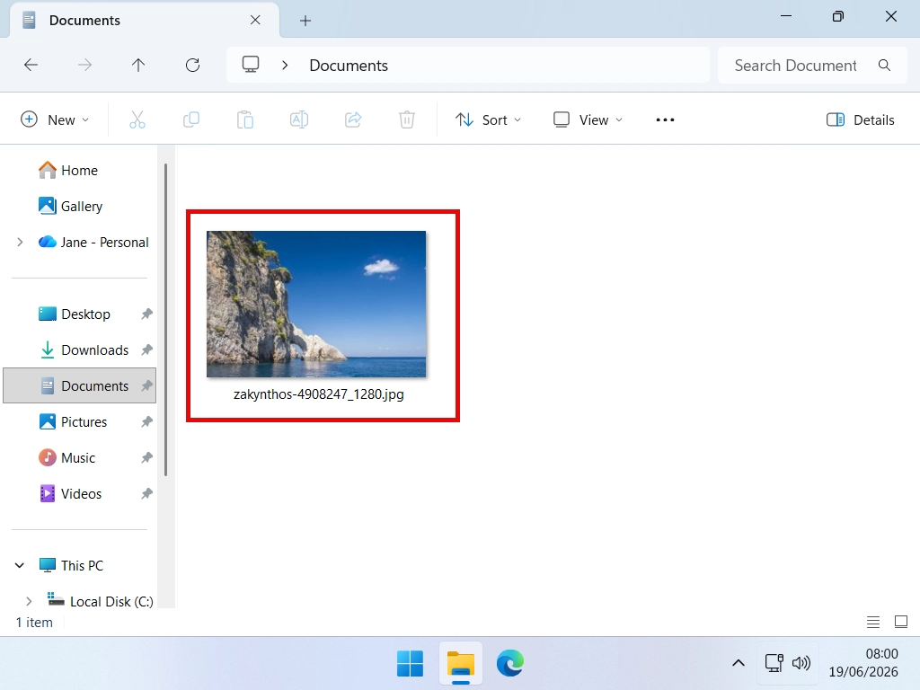File cut and pasted into new location After being Cut and Pasted the file has moved to its new location (folder).