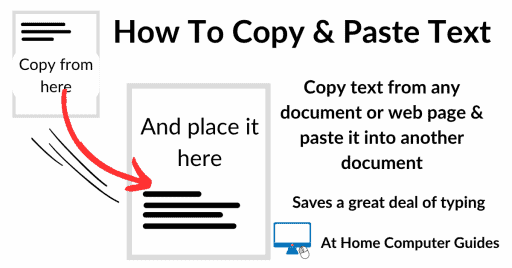 How to copy and paste text from one document to another. At Home Computer Course.