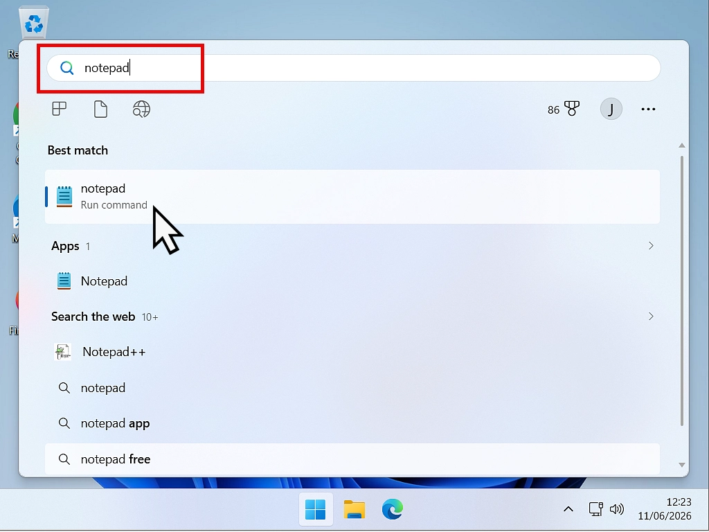How to save a file on a PC. Opening Notepad to use as a practice.