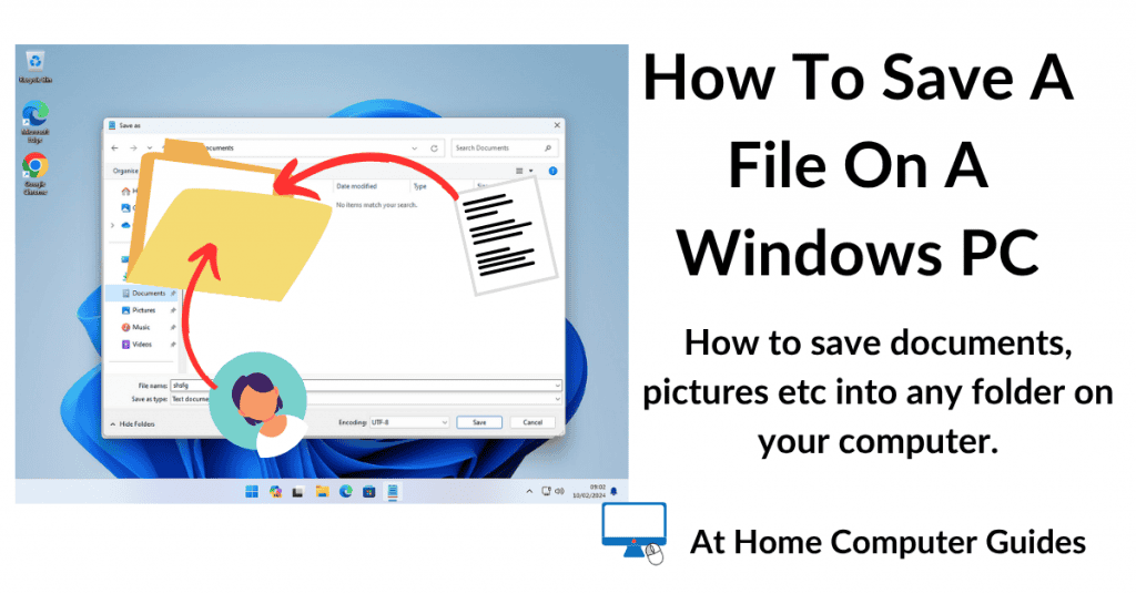 How to save a file on a Windows PC. At Home Computer Course.