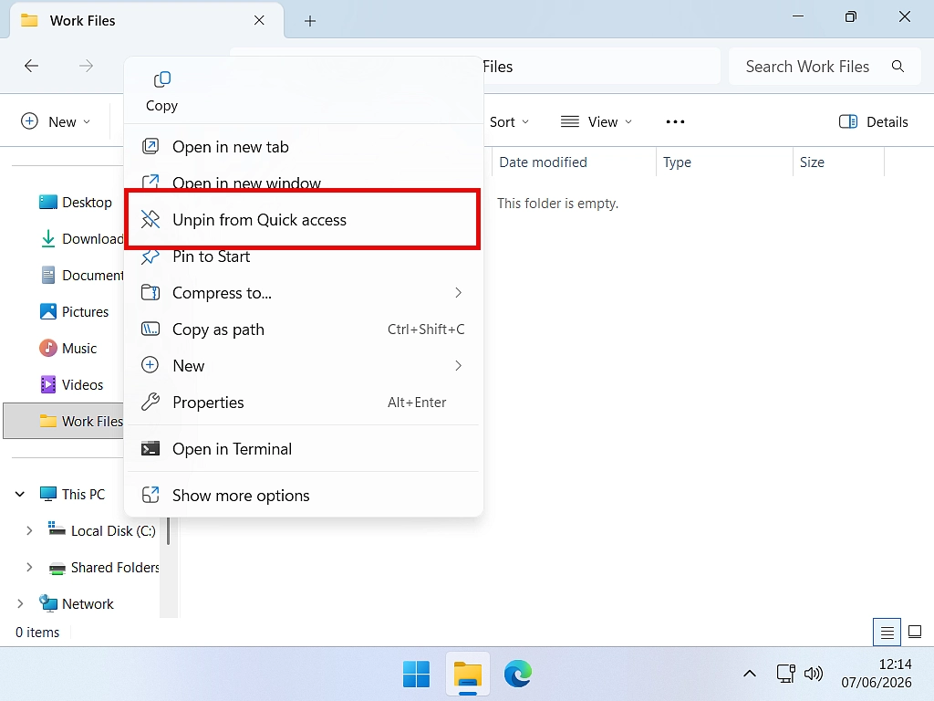 How to unpin from Quick Access Unpinning a folder from Quick Access.