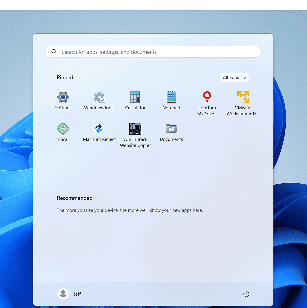 The Start menu from my own computer.