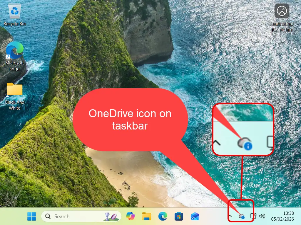 OneDrive icon on taskbar OneDrive icon on taskbar