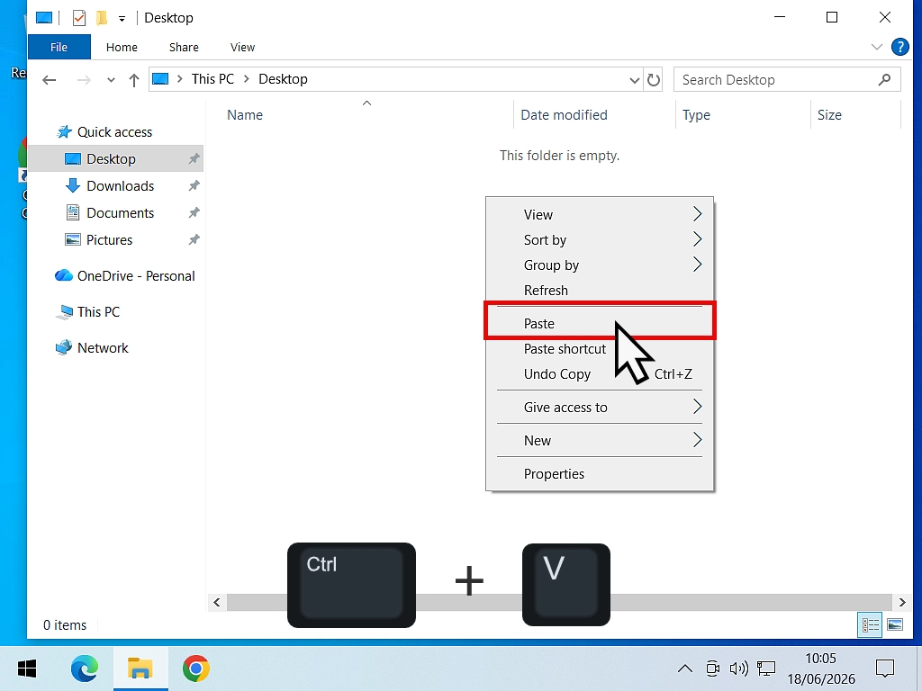 Paste file in Windows 10 Paste a file in Windows 10.