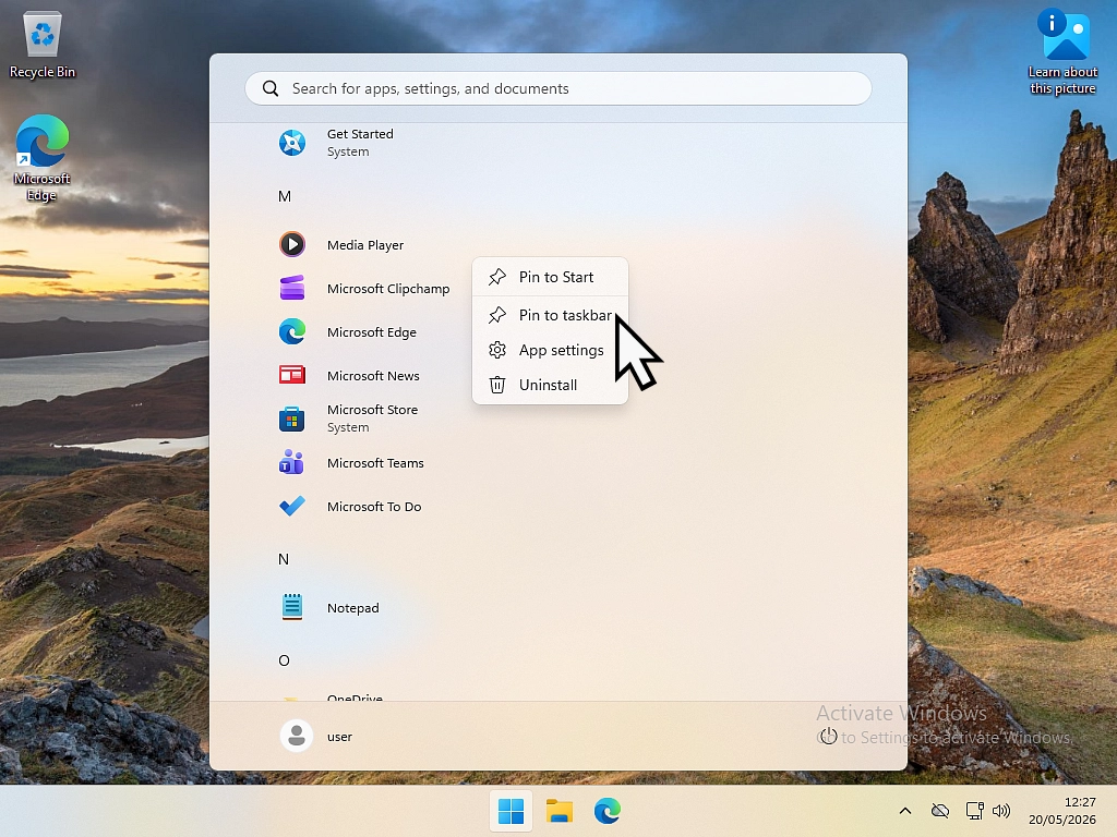 Pin to taskbar in Windows 11 start menu Pin to taskbar in Windows 11 start menu