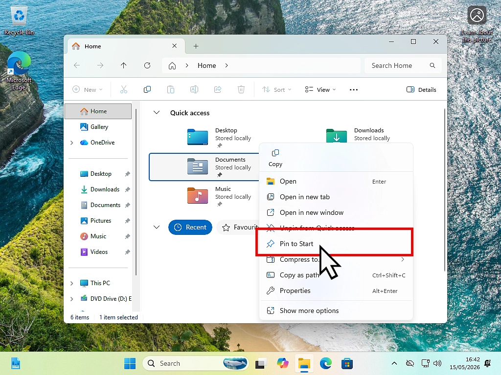 Pinning a folder to Start menu in Windows 11 Pinning a folder to Start menu in Windows 11