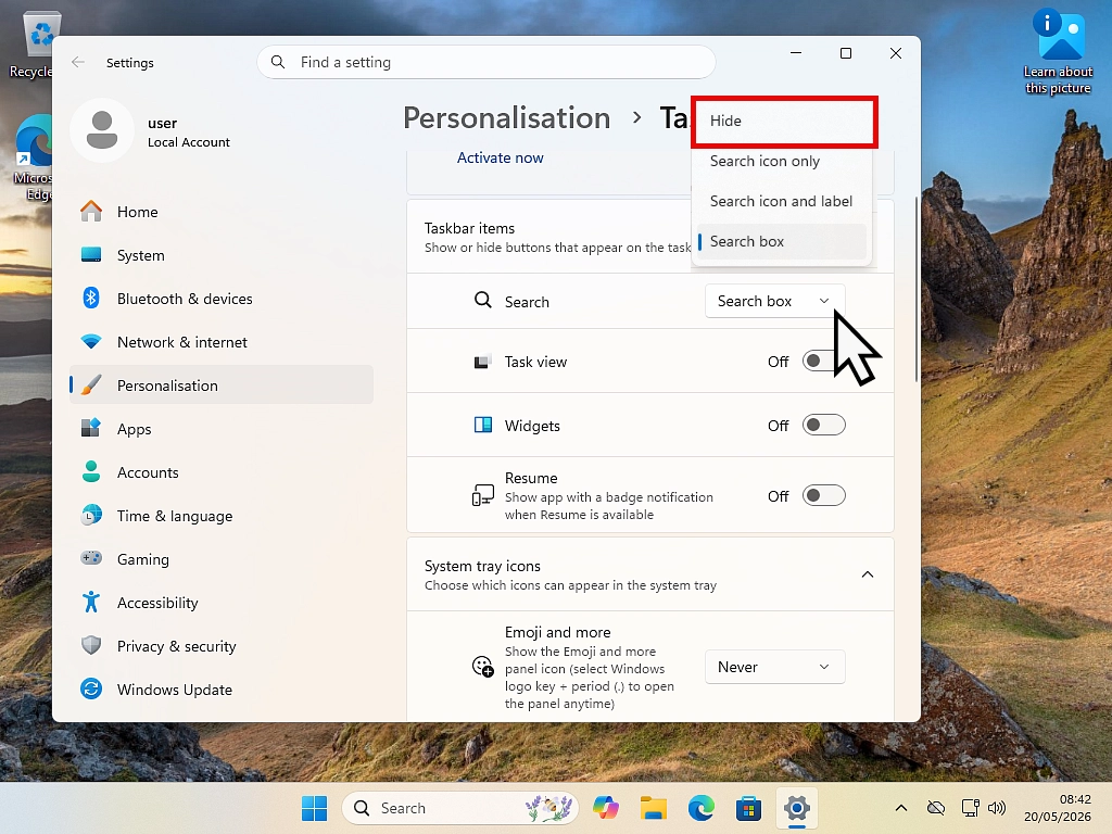 Remove items from taskbar-Windows 11 Remove items from taskbar-Windows 11