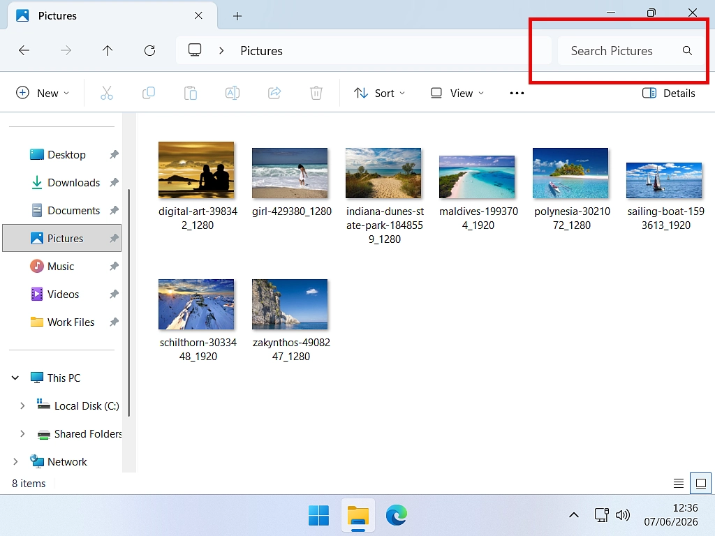Search box in File Explorer Search box in File Explorer