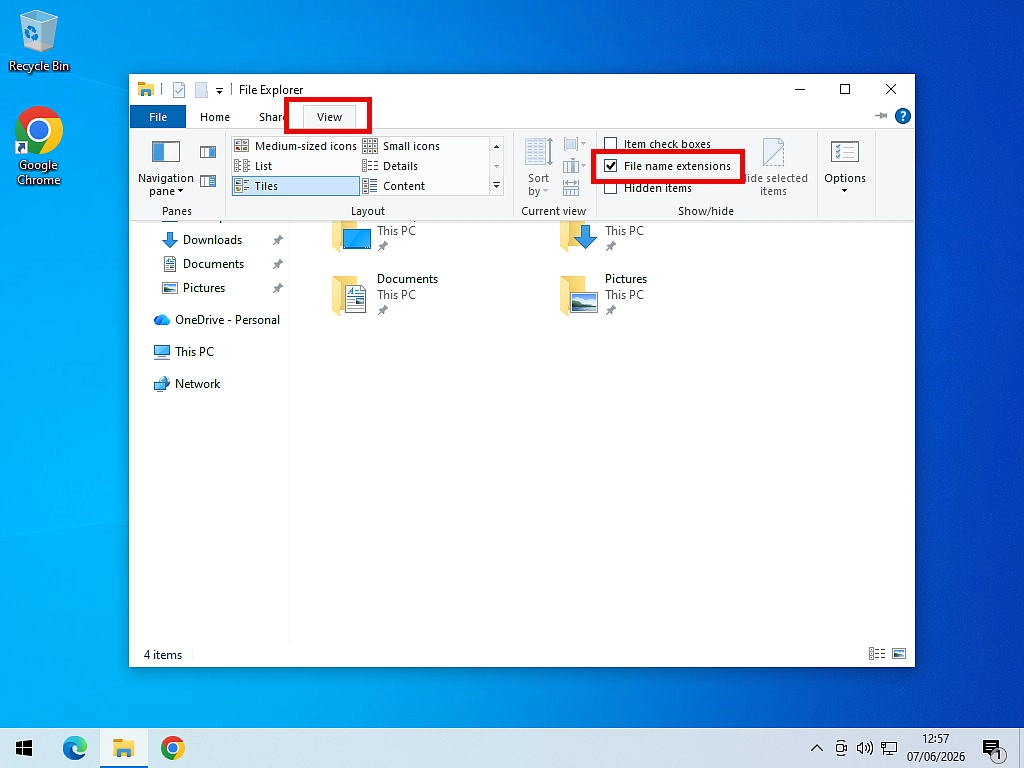 Show file name extensions Windows 10 File Explorer How to show file extensions in Windows 10.
