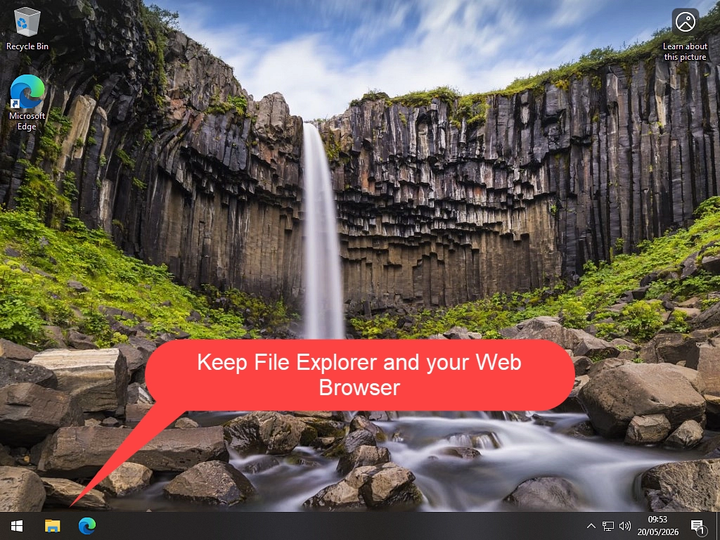 Windows 10 taskbar File Explorer and Web browser on Windows 10 taskbar.