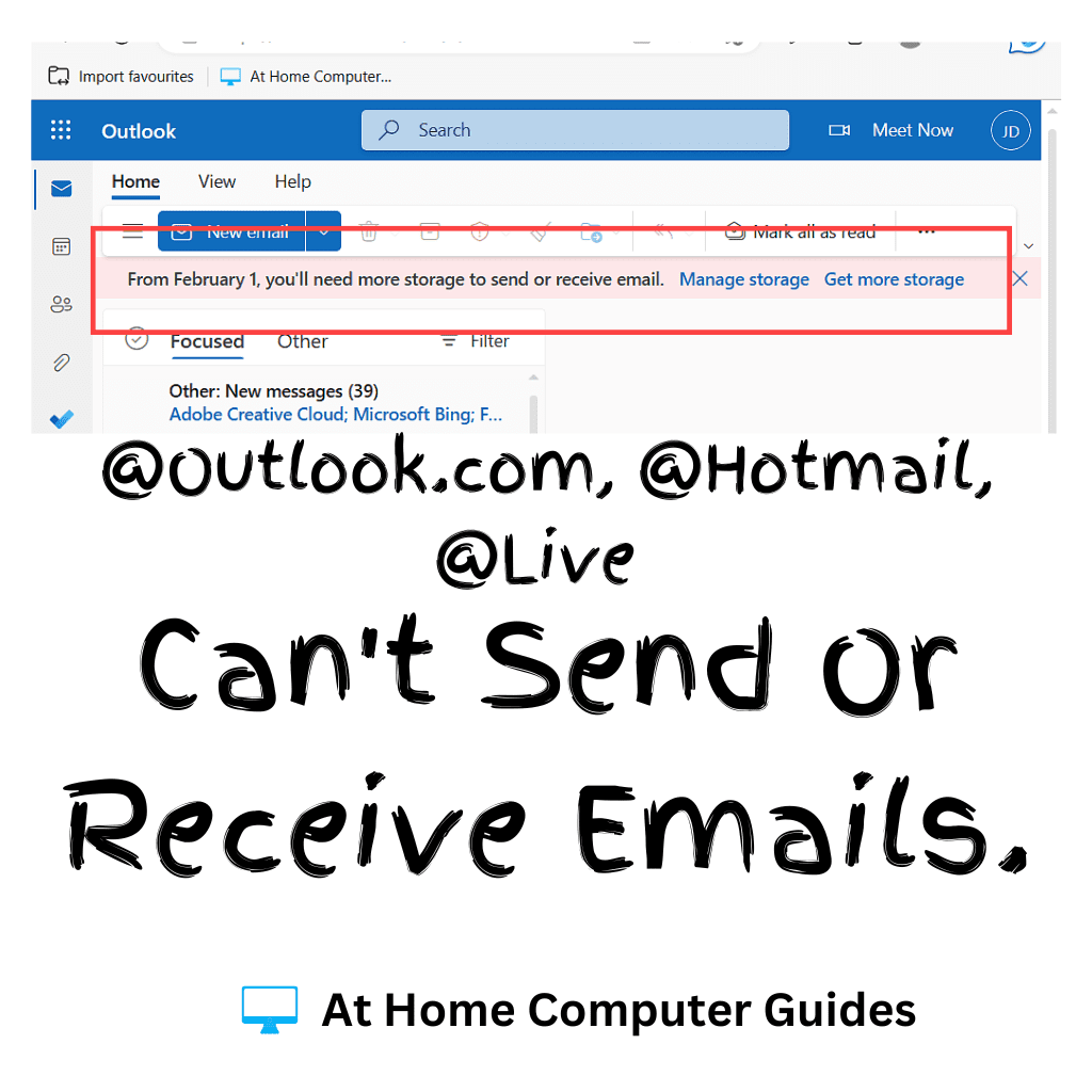 Can't send or receive email message in Outlook.com