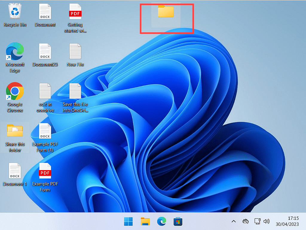 A folder is shown that doesn't have a name.