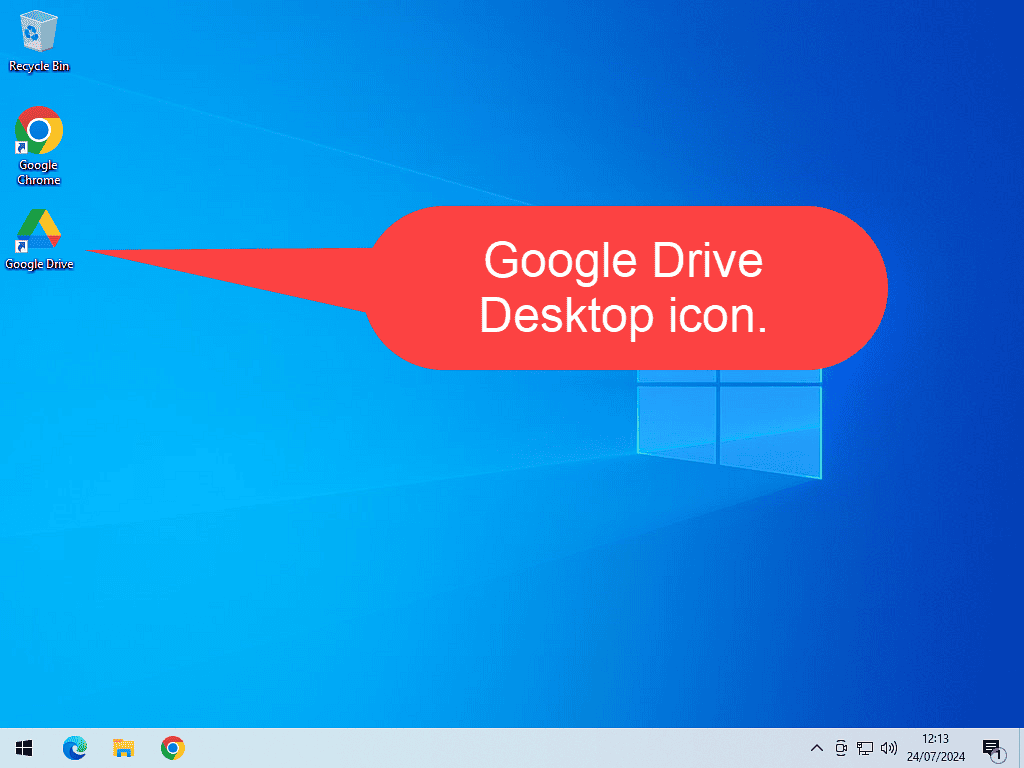 Google Drive icon on Windows desktop.