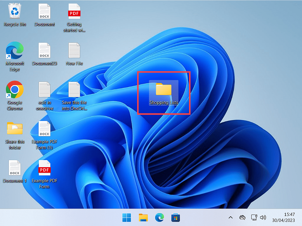 Hiding a folder in Windows.