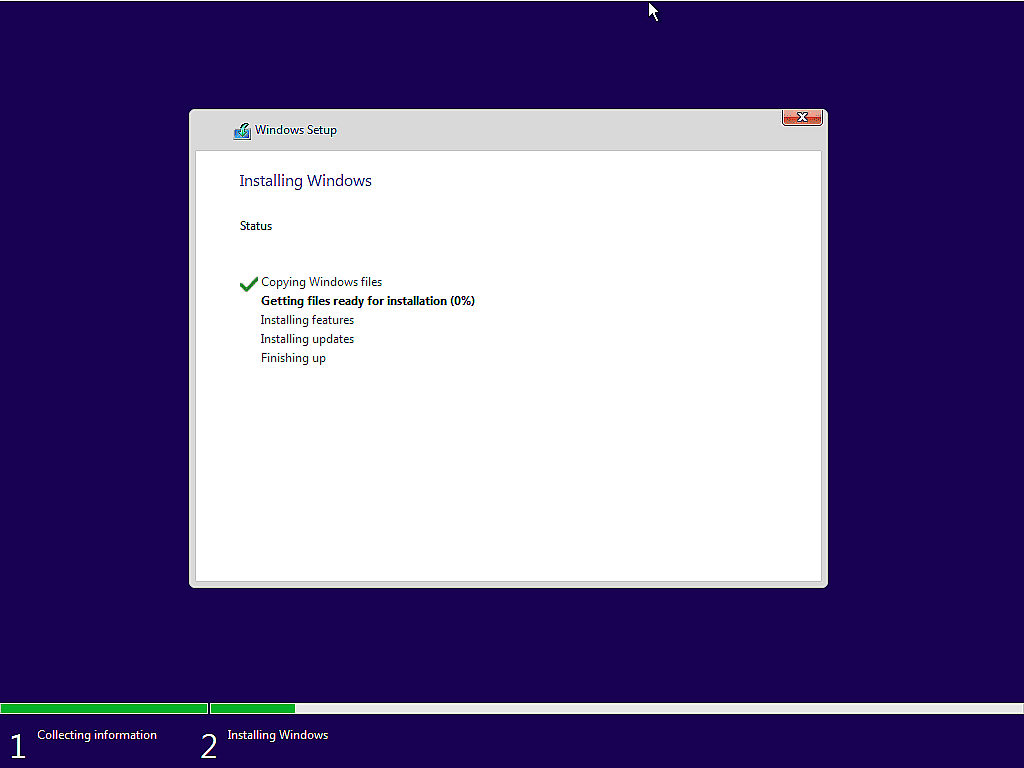 Installing Windows progress indicator.