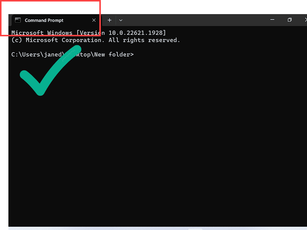 Terminal has opened in Command Prompt.