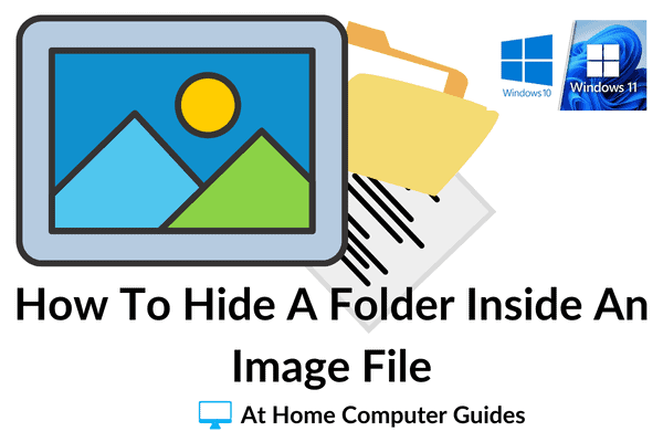 A computer file being hidden behind an image. Text reads 