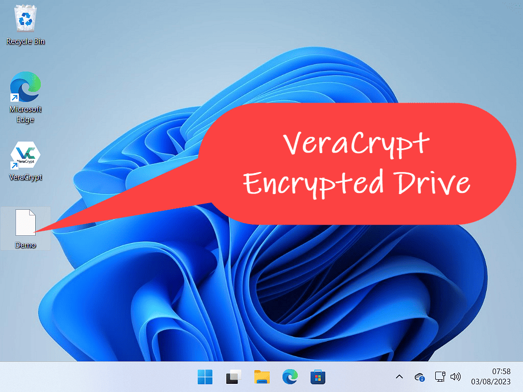 VeraCrypt encrypted drive is indicated.