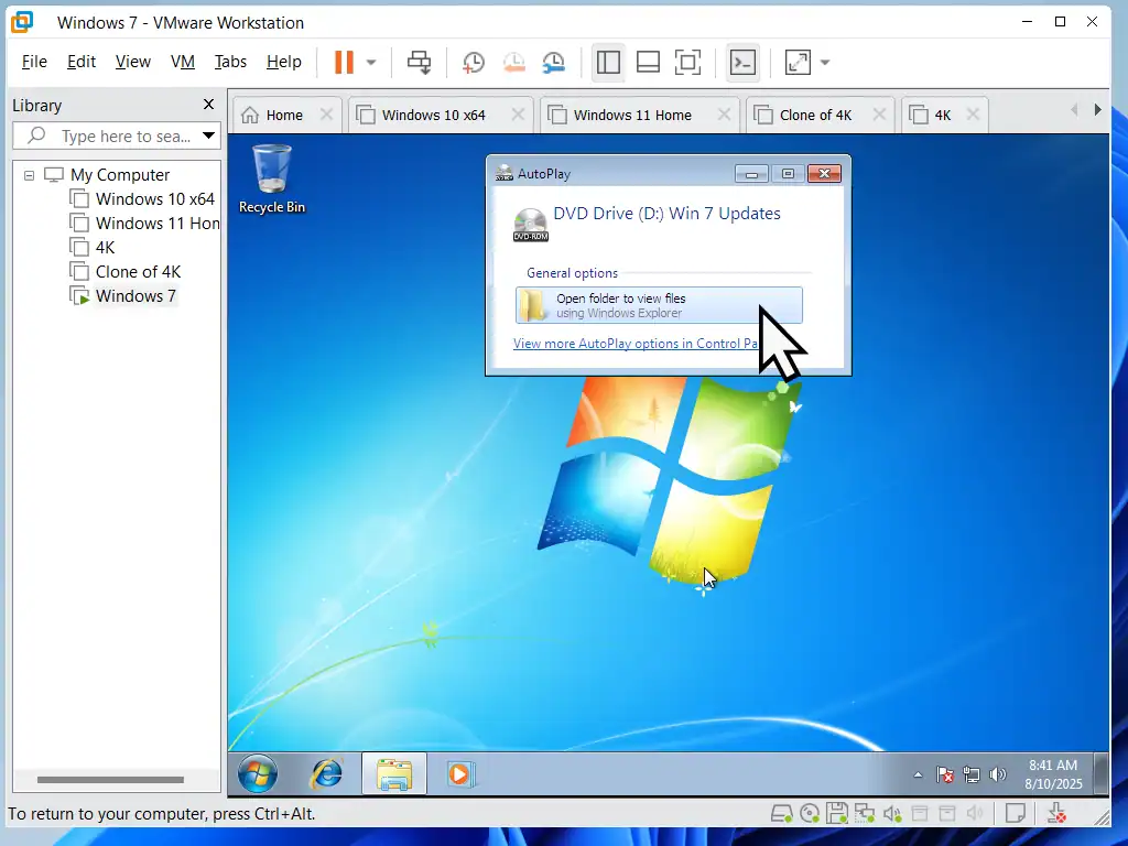 Windows 7 virtual machine.