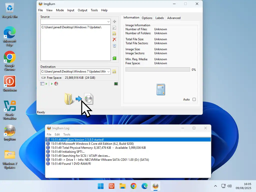 Creating an ISO file from the Windows 7 updates.