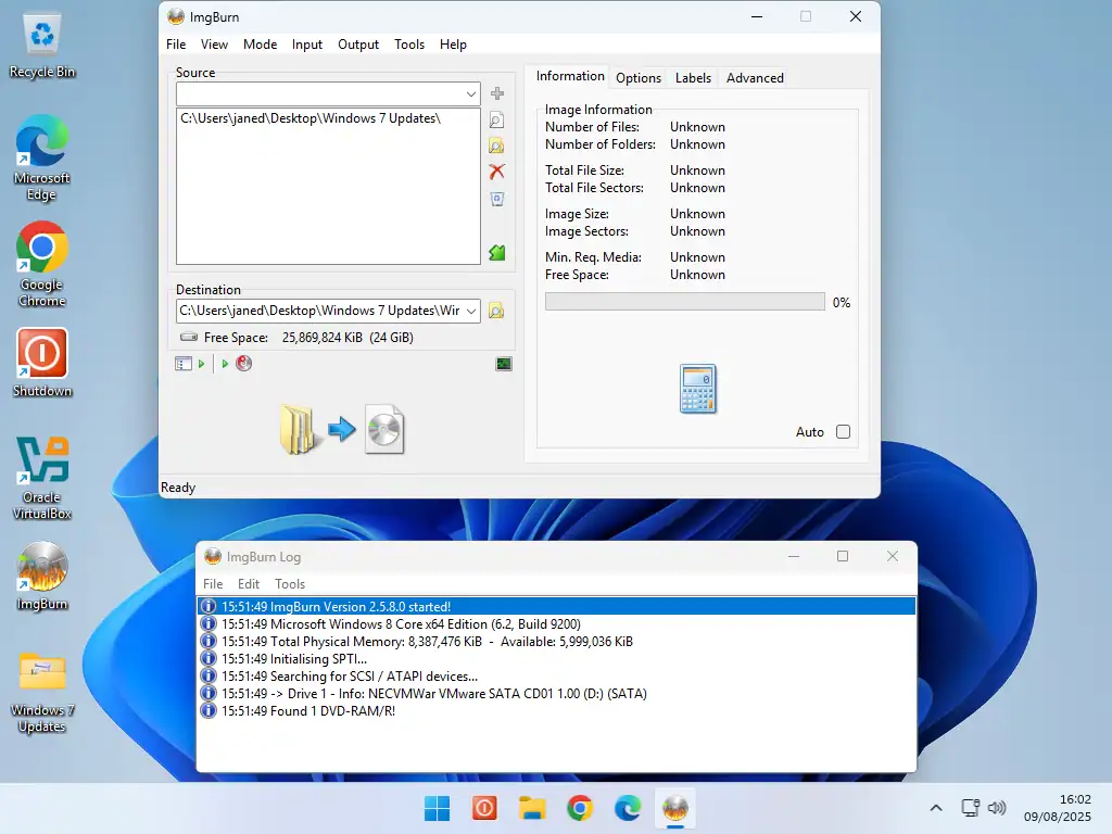 Image destination folder set