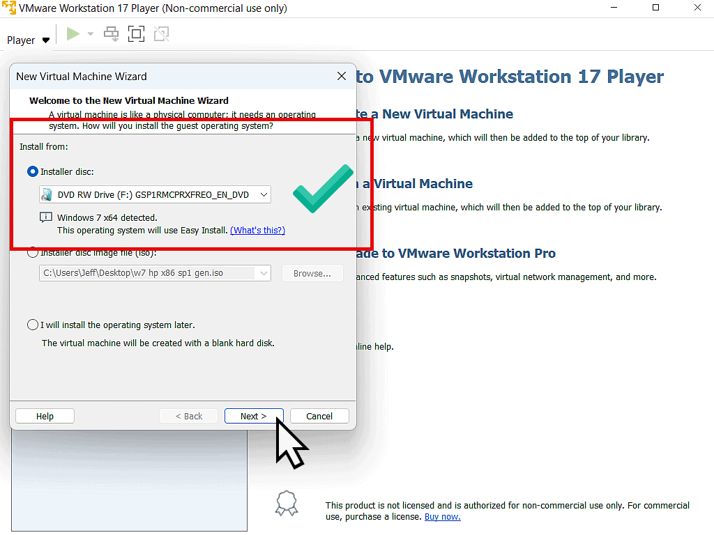 How to create a Windows 7 virtual machine.