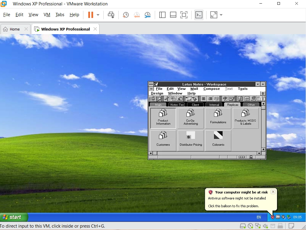 Windows XP virtual machine running legacy software Windows XP virtual machine running legacy software.