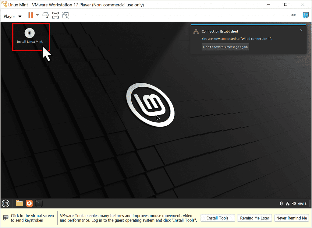 install Linux Mint button/icon.
