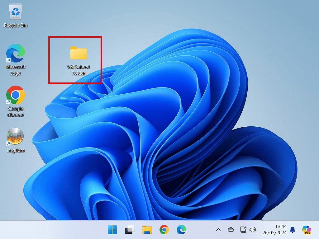 Shared folder on the desktop of the host computer.