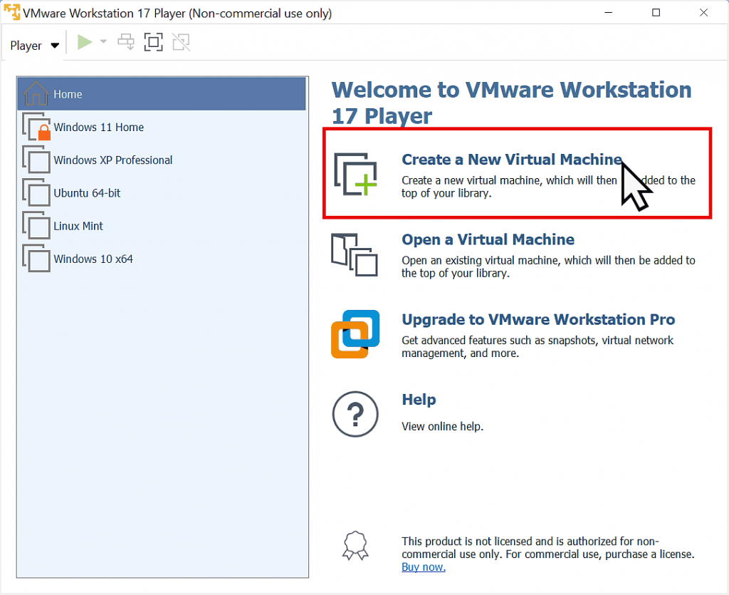How to create a Windows XP virtual machine.
