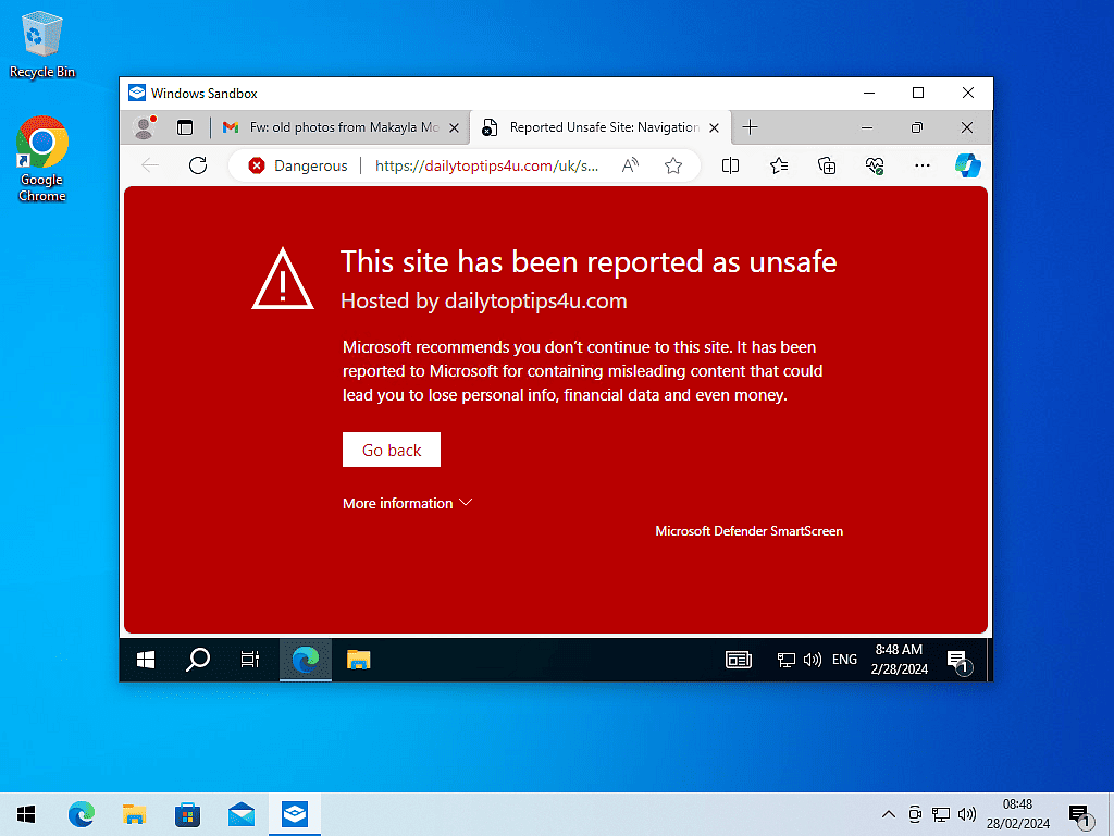 Microsoft Defender SmartScreen warning