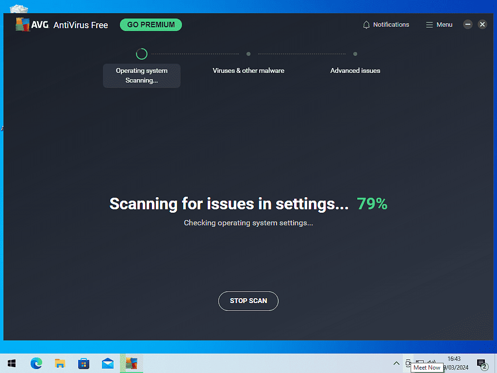 AVG is checking the system settings
