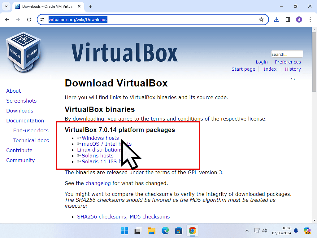 Download VirtualBox for Windows.