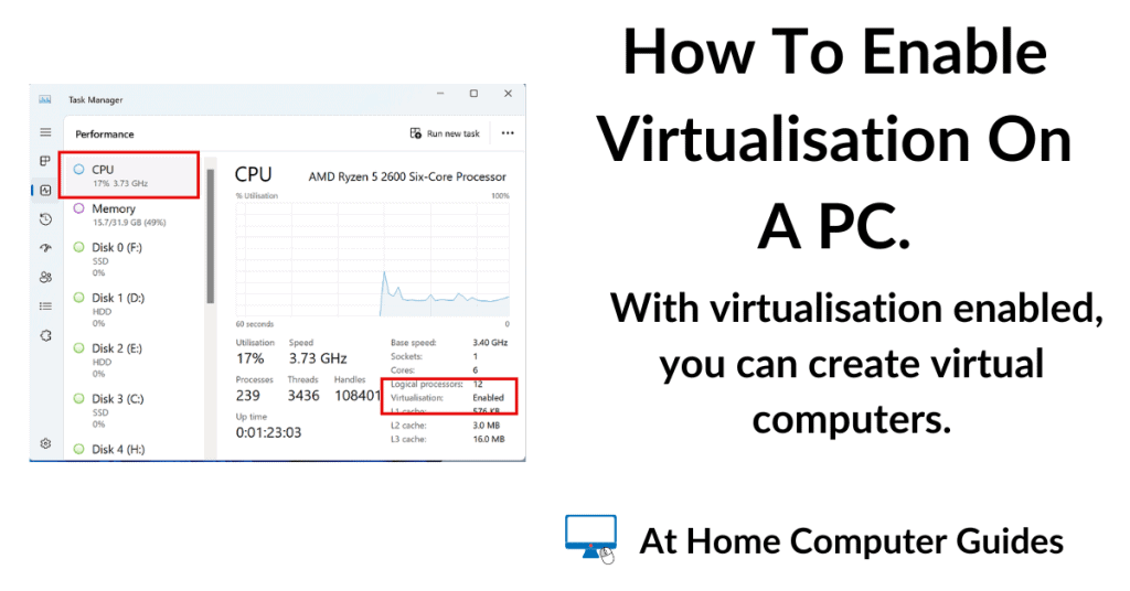 How to enable virtualisation on a PC.