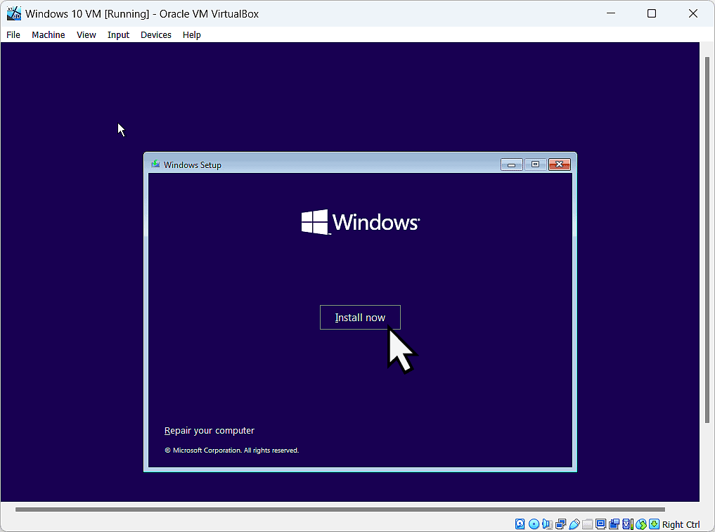 Install Windows 10.