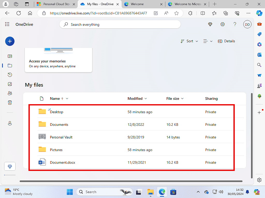 Online account has the same files.