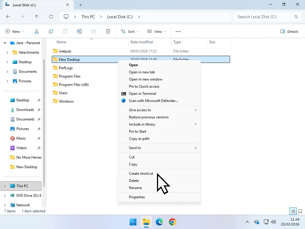 Create a Shortcut Create a shortcut.