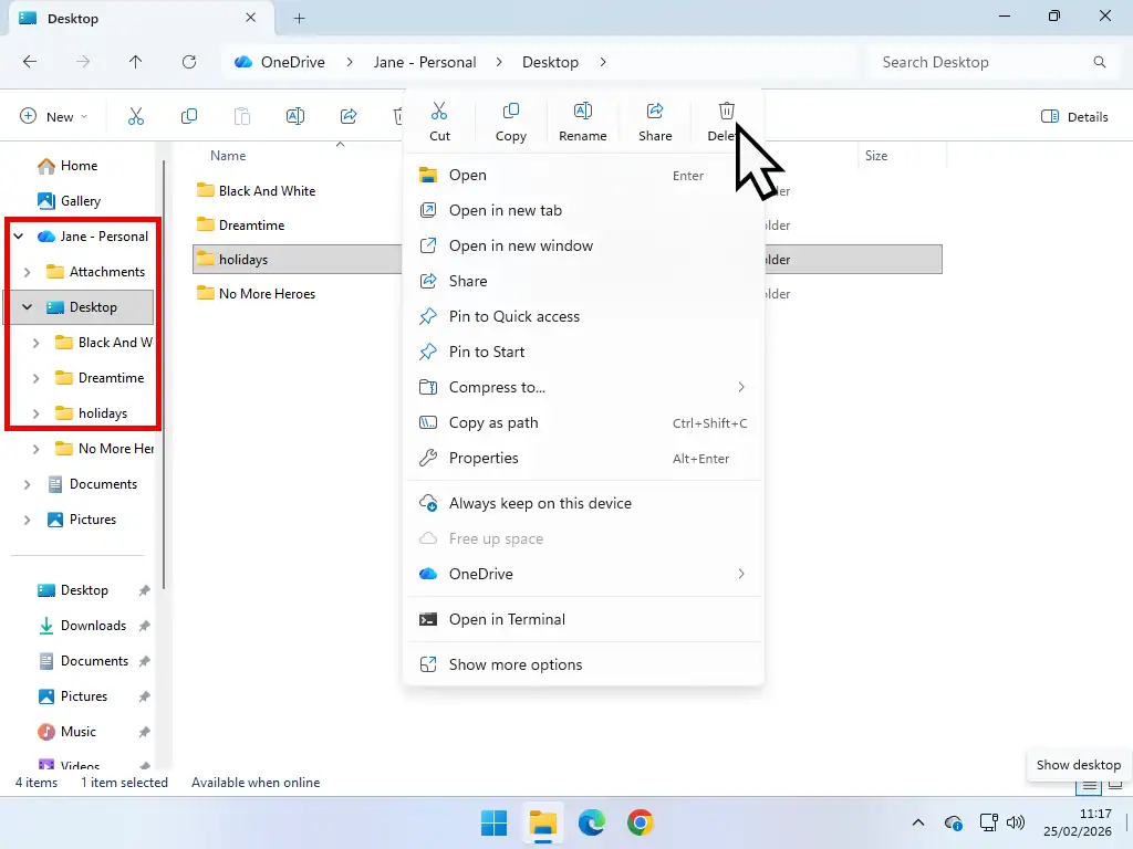 Deleting file from OneDrive Deleting file from OneDrive