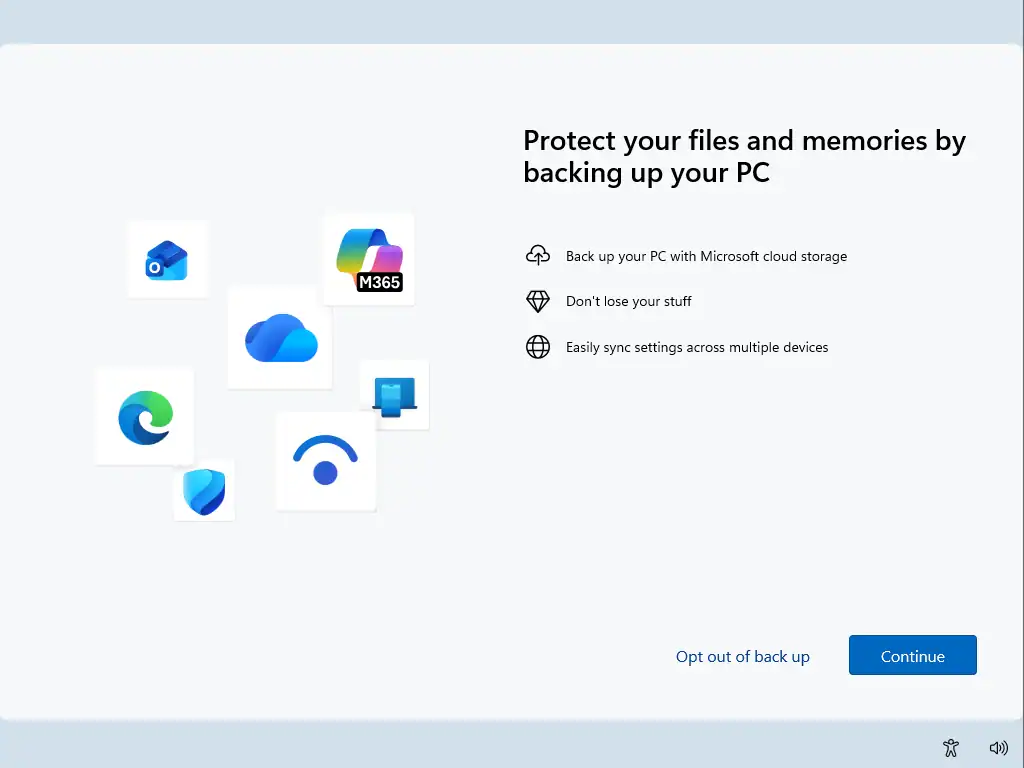 OneDrive backup offer OneDrive splash screen encouraging users to backup.