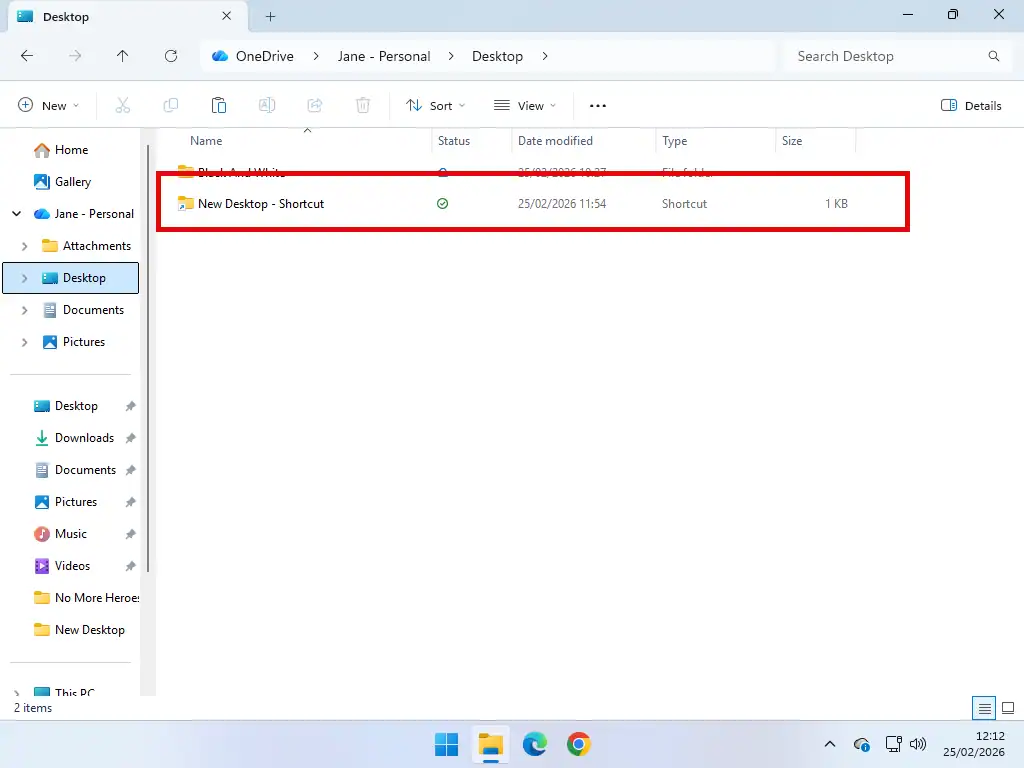 Shortcut in OneDrive Although the shortcut will be added to OneDrive, nothing stored inside the folder will be.