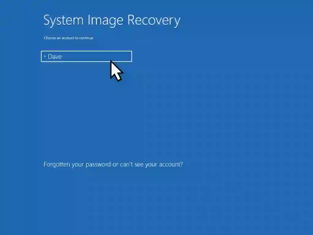 Account name Account name indicated to recover system from a system image backup.