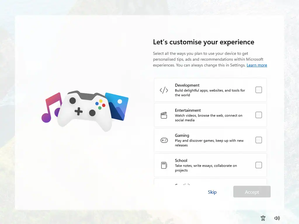 Customise your experience