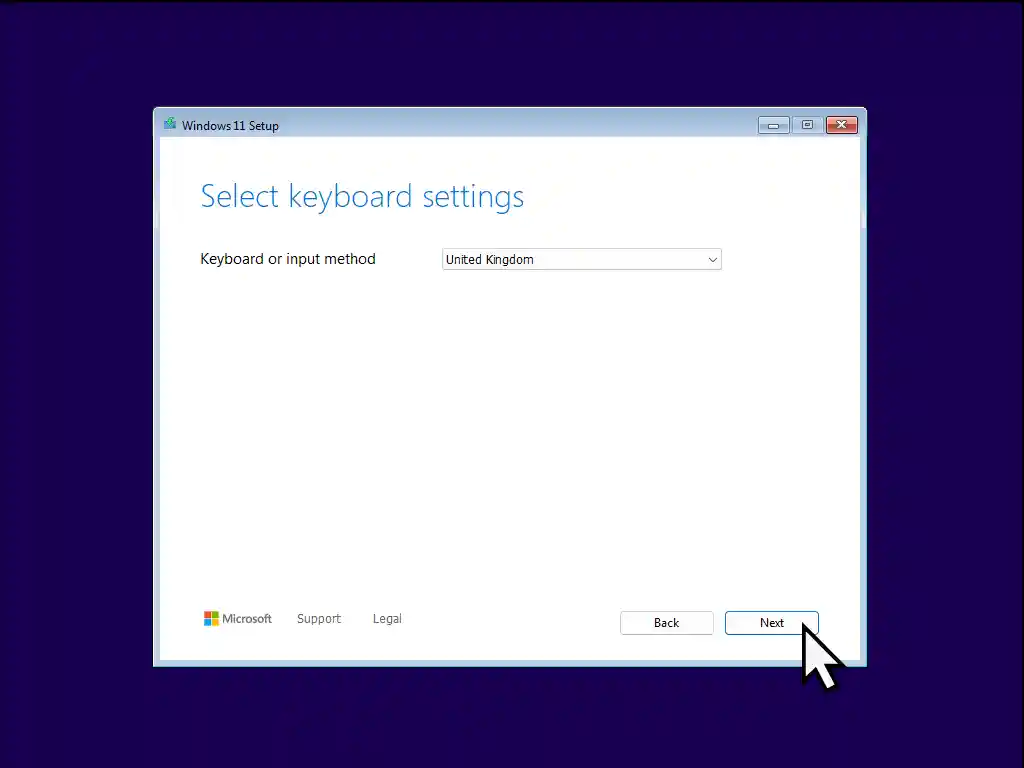 Keyboard settings-Windows 11 installation